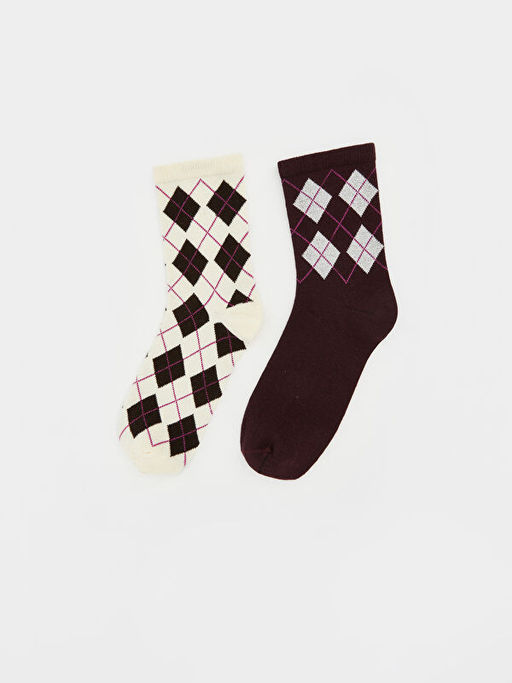 Baklava Desenli Kad?n Soket ?orap 2li