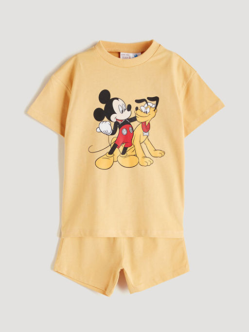 Mickey Mouse Bask?l? Erkek Bebek Ti??rt ve ?ort 2li