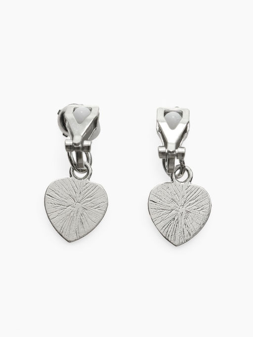 Цена за 2 шт. Серьги-клипсы детские Выбражулька сердце кристалл, сиренево-радужные фото 2