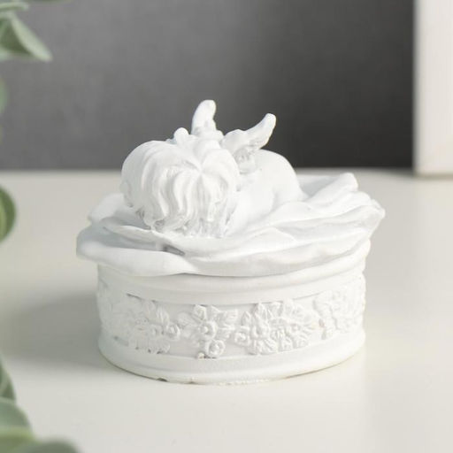 Полистоун шкатулка белый ангел на цветке 6*8*8,5 см МИКС - Simaland фото 5