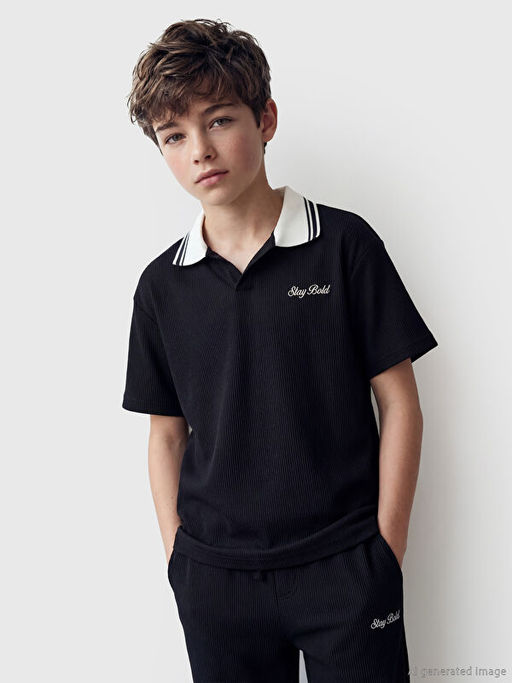 Polo Yaka Nak??l? Erkek ?ocuk Ti??rt