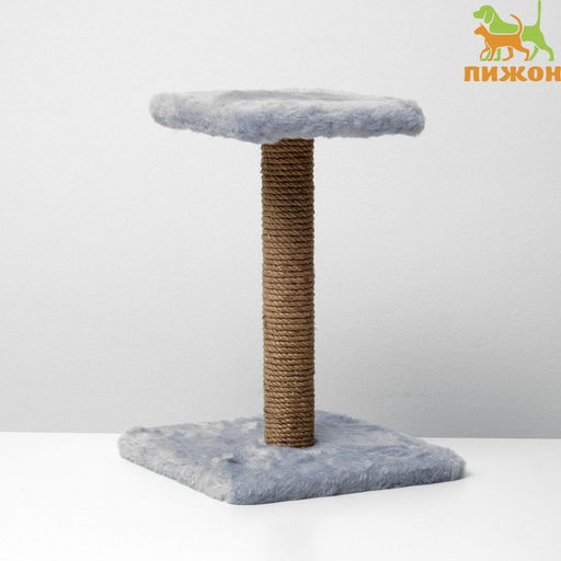 Когтеточка Полка с подставкой, 30 х 30 х 40 см, джут, серая