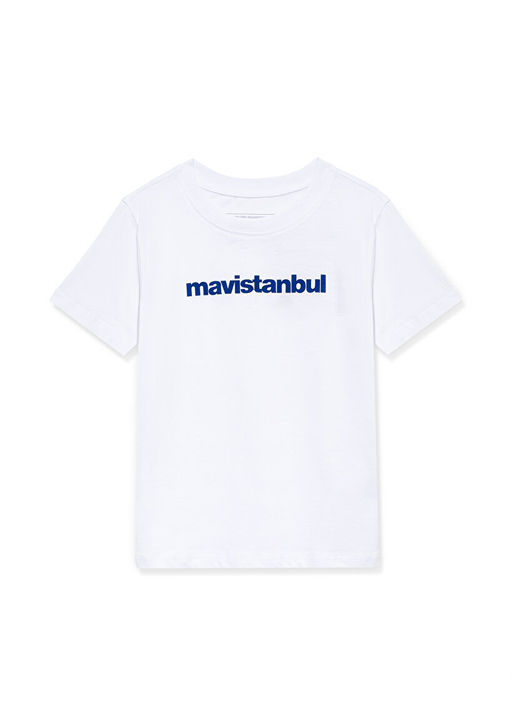 Mavistanbul Bask?l? Beyaz Tisort