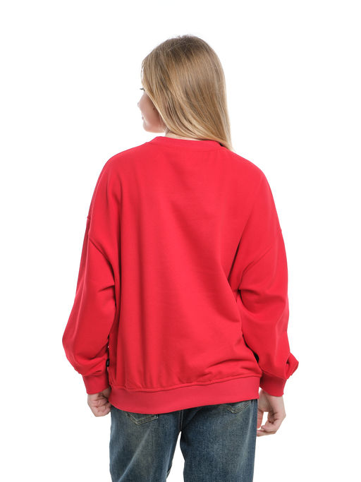 Свитшот базовый однотонный 22-7664 красный - Mini maxi фото 2