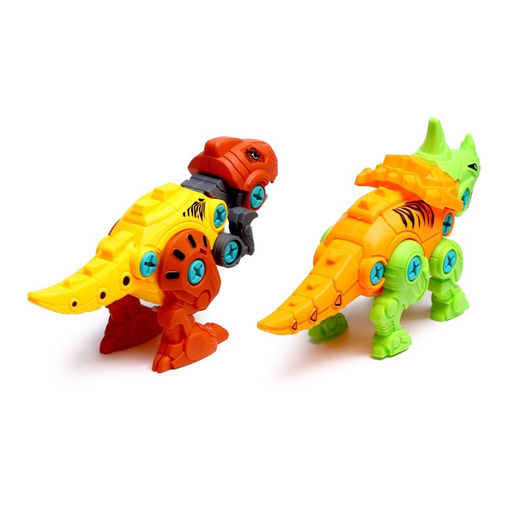 Конструктор винтовой «Мир динозавров», набор 2 штуки, 2 отвёртки 4 карточки, 50 деталей