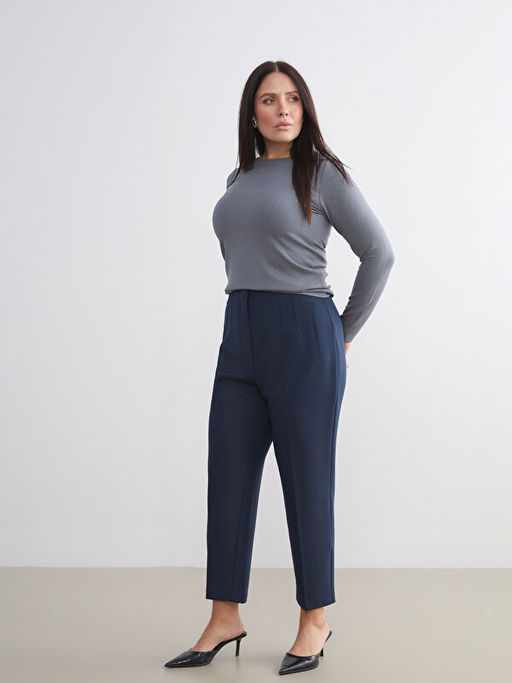 Y?ksek Bel Cigarette Pileli Kad?n Pantolon