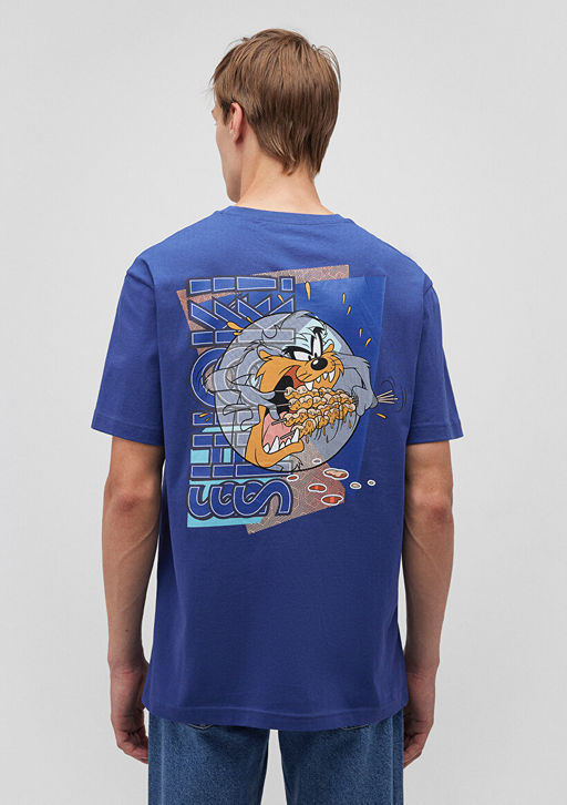 Tazmanya Canavar? Bask?l? Mavi Tisort  фото 4