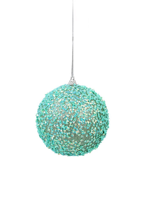 Цена за 2 шт. Ёлочный шар новогодний d=10 см Карнавал блистание, бирюзовый - Зимнее волшебство фото 2