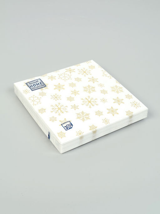 Цена за 2 шт. Салфетки новогодние бумажные Золотые снежинки, 3 слоя, 33?33 см, 20 шт.