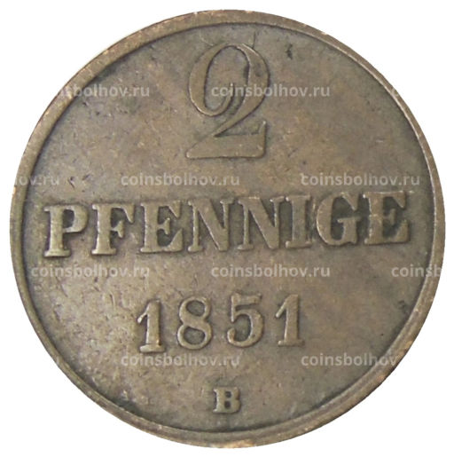 2 пфеннига 1851 года B Германские государства  Брауншвейг