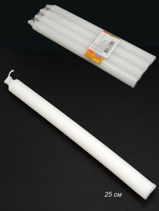 Свеча стержень белая 4 штуки 25 см / G354-1 /уп 60/