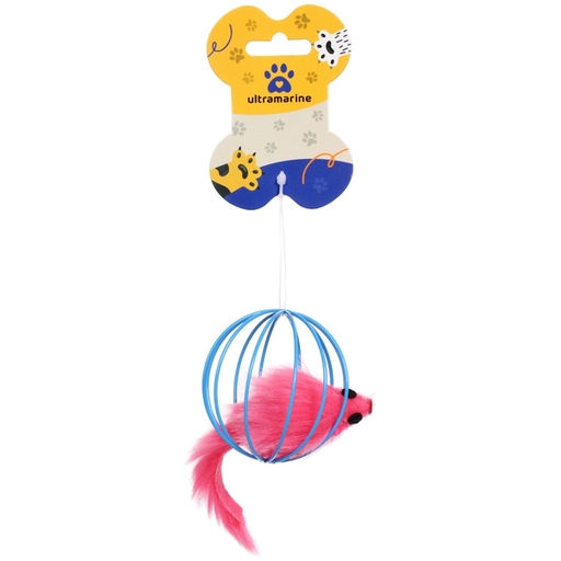 Цена за 6 шт. Игрушка - мячик для кошек "ИГРУЛИК", мышка, цвет голубой / розовый, d - 6см