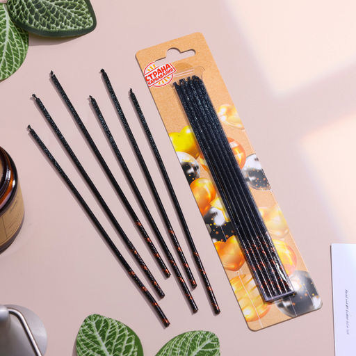 Набор свечей в торт, 6 штук Сияние, голубой с чёрным, 17 см - Страна карнавалия фото 2