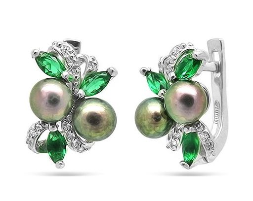 Серьги из серебра жемчуг, См108ч