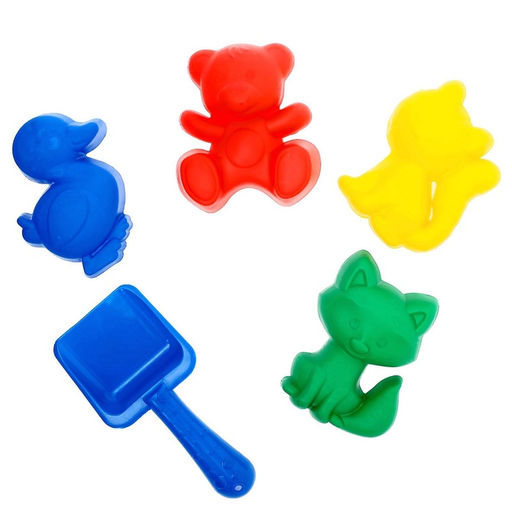 Цена за 2 шт. Набор игрушек для песочницы: 4 формочки, совок с короной, МИКС