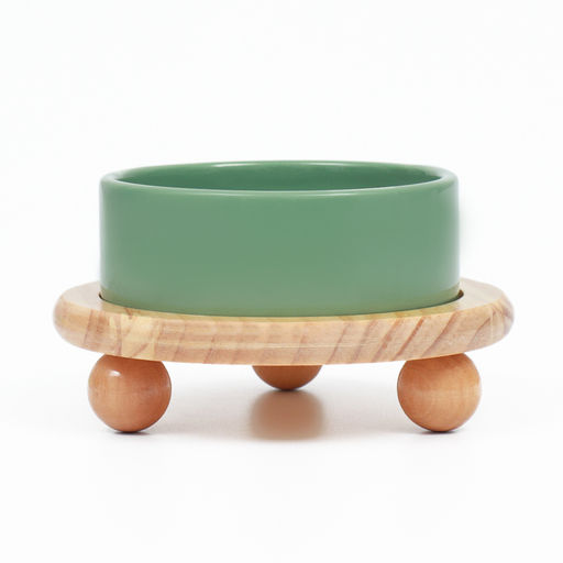 Миска керамическая на подставке 450 мл 13 х 5 см, серозеленая - Пижон фото 3