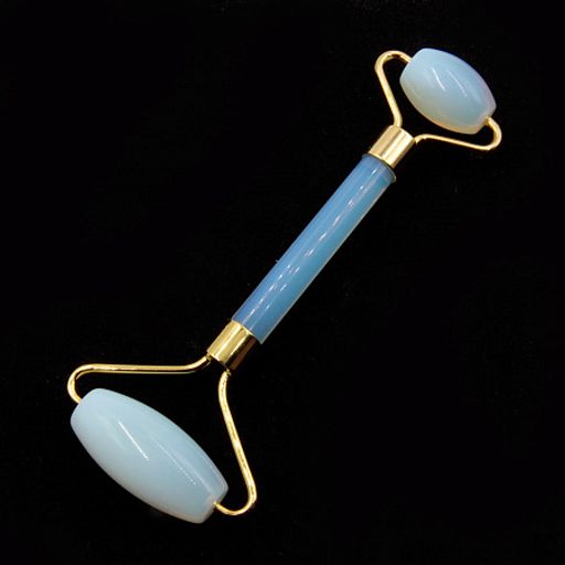 Роликовый массажер из пресов камня Лунный камень для лица 14,5см