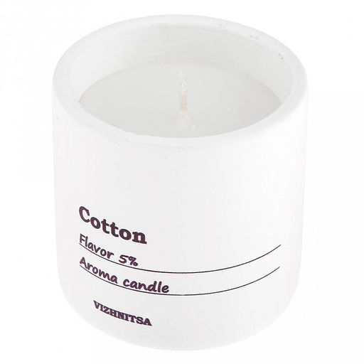 Свеча Sense д7,4см, h7,4см, ароматическая Cotton, парафин, в подсвечнике из гипса, время горения 20 часов (Россия)