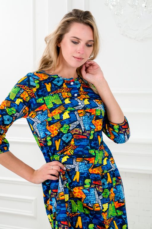 Платье женское из кулирки Амина яркие буквы - Амадэль фото 6