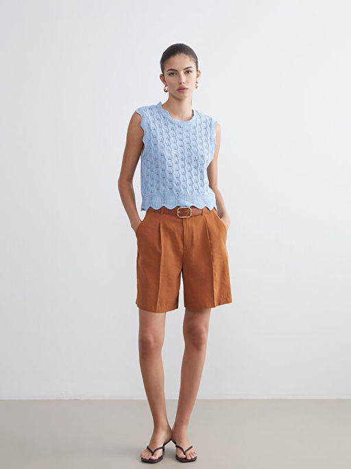 Bisiklet Yaka Ajurlu Kad?n Triko S?veter