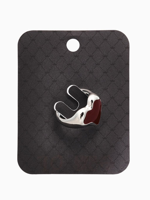 Кольцо "Сердце" корейский стиль, размер 17, цвет бордовый в серебре