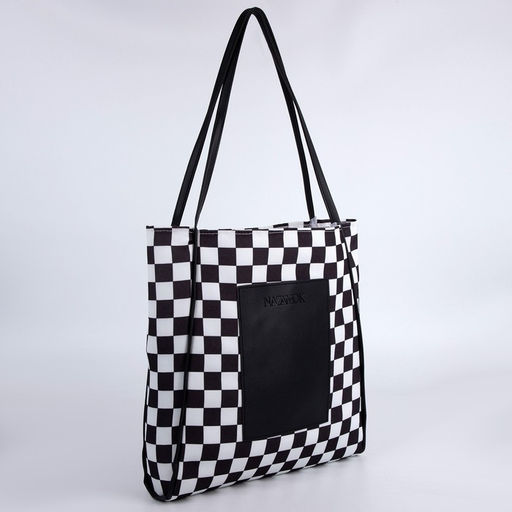Сумка - шопер с нашивкой NAZAMOK Бело-чёрный, 40387 см  фото 5