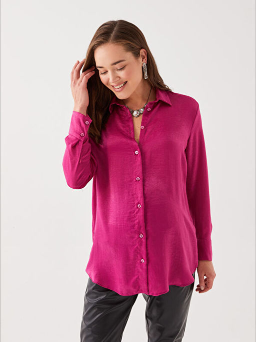 D?z Uzun Kollu Saten Hamile G?mlek