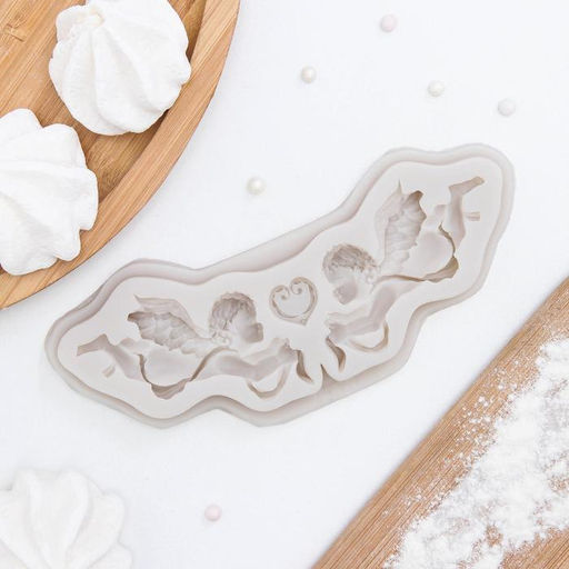 Молд для заливки Доляна Ангелы, силикон, 16?5.5?1 см, розовый