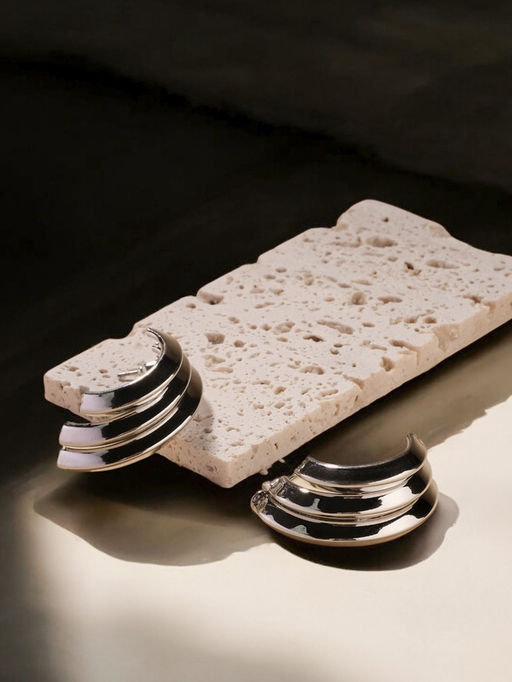 Серьги металл Трио на увеличение, цвет серебро - Qf фото 4