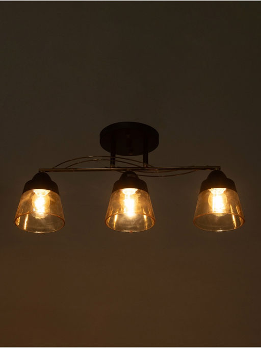 Люстра потолочная BayerLux «Кансе», 3хЕ27, 40 Вт, черно-золотой, 50×15×23 см