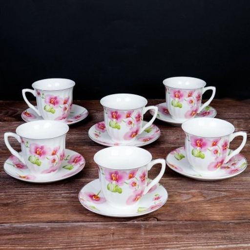 Чайный набор 12 предметов 250 мл / new 836-12G /уп 8/ костяной фарфор - Галеонтрейд фото 2