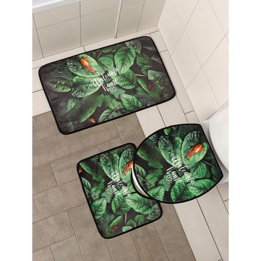 Набор ковриков для ванны и туалета Доляна Тропики, 3 шт, 50?80, 45?50, 38?43 см фото 6