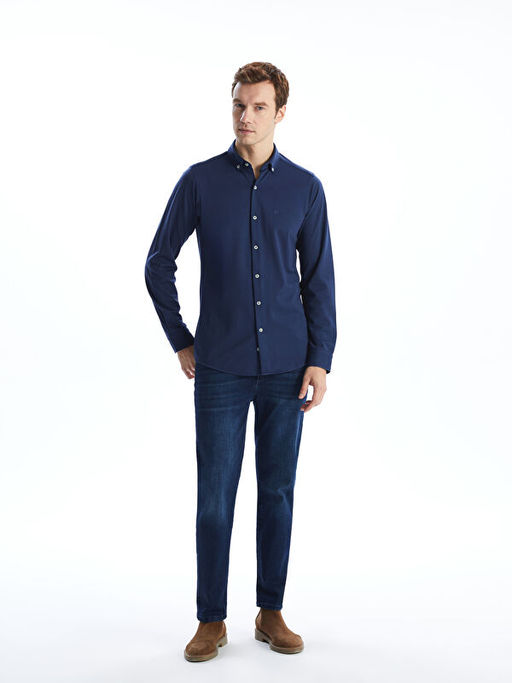 Slim Fit Uzun Kollu Gabardin Erkek G?mlek