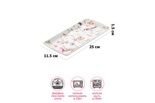 Набор 2 блюд 25*11,5*1,5 см Певчие птички NEW BONE CHINA, фарфор - Elan gallery фото 2