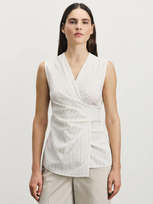 Блуза на запах из вискозы и льна / Zarina  фото 3