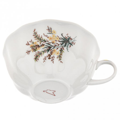 Чашка чайная фарфоровая Нина 220мл, д9,5см, h5см, форма Тюльпан, с блюдцем д15см, тонкостенный фарфор (Россия) - Домашняя мода фото 6