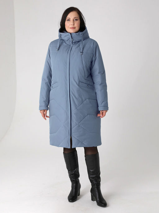 24418 Пальто серо-голубой - Dizzyway фото 5