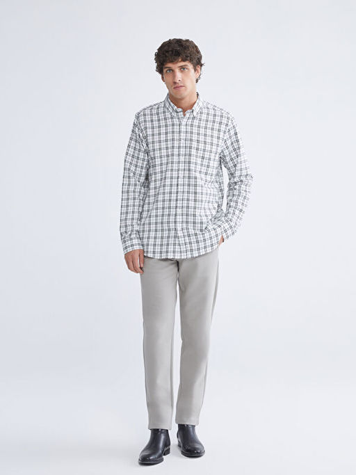 Regular Fit Uzun Kollu Ekose Gabardin Erkek G?mlek