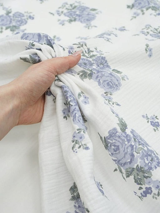 Муслин двухслойный с эф.жатости Марета цв.белый, ш.1.35м, хл-100%, 120гр/м.кв - Купава фото 4