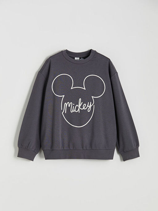 Bisiklet Yaka Mickey Mouse Bask?l? K?z ?ocuk Sweatshirt ve E?ofman Alt?