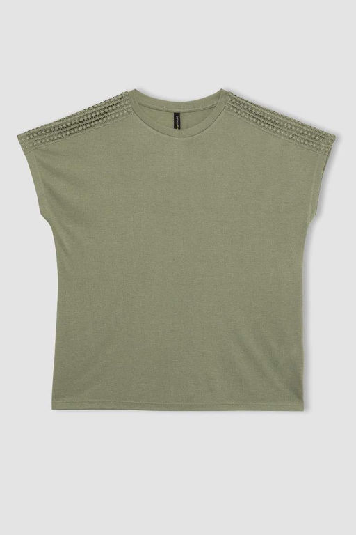 Футболка с круглым вырезом и короткими рукавами - Defacto фото 7