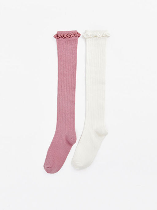 Dantel Detayl? K?z ?ocuk Diz Alt? ?orap 2li - Waikiki фото 2