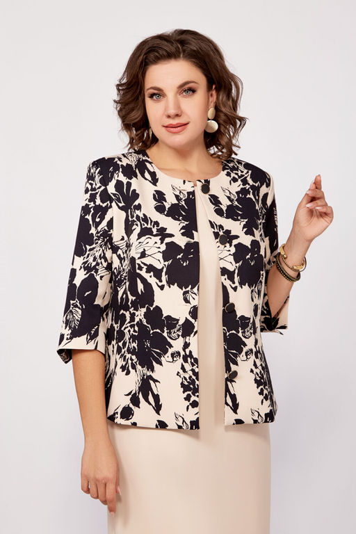Костюм Swallow 797 бежевый/принт черные цветы фото 6