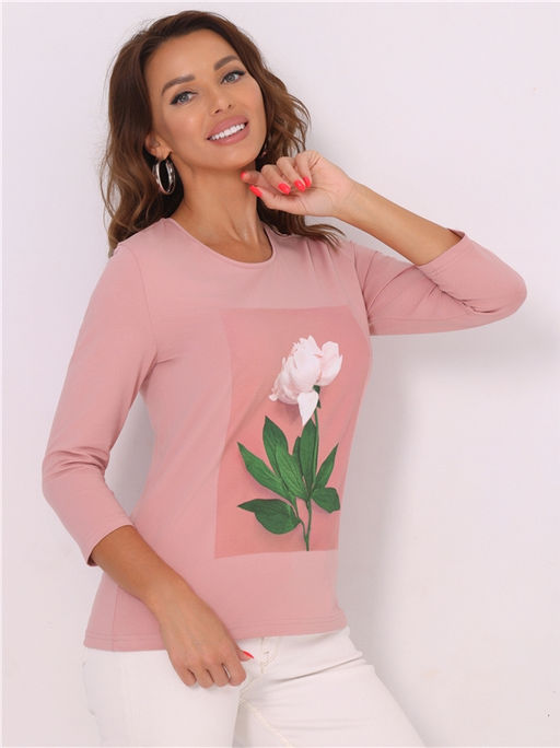 Лонгслив Апрель 1ЖДЛД2255804 хлопок с лайкрой светло-розовый  фото 3