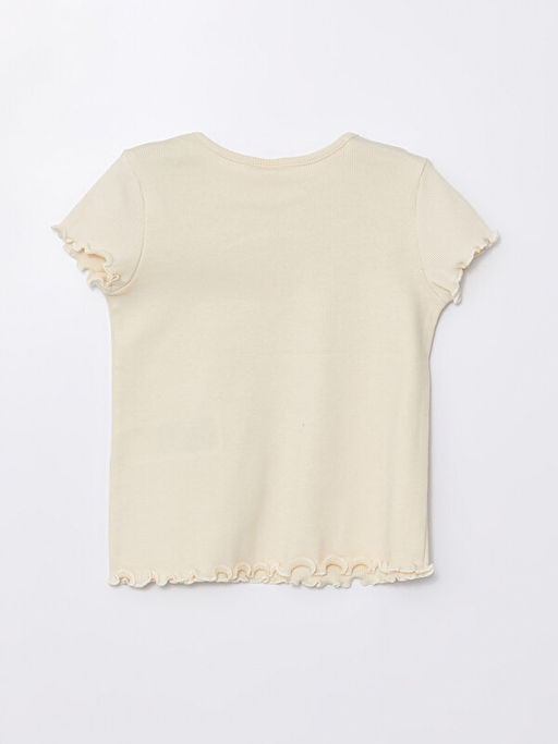 Bisiklet Yaka Bask?l? K?sa Kollu K?z Bebek Ti??rt - Waikiki фото 3