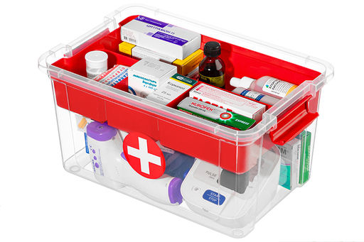 Контейнер StorMax Аптечка 35,5*23,8*19 см с крышкой с 2-мя защелками +вкладыш (прозр-красный)(650) - Elan gallery фото 18