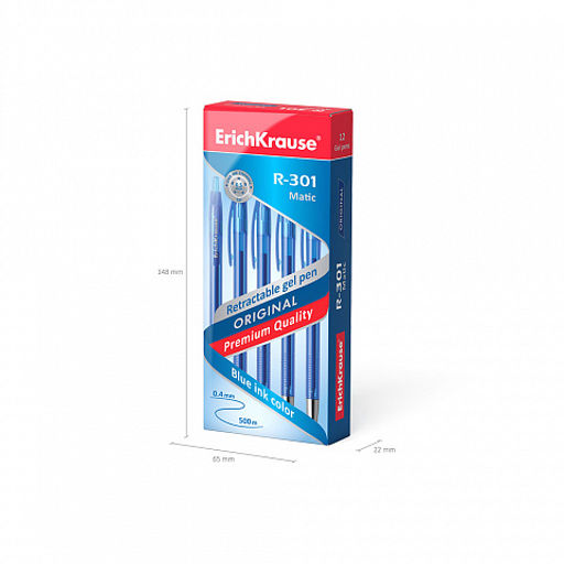 Цена за 12 шт. Ручка гелевая автоматическая ErichKrause R-301 Original Gel Matic 0.5, цвет чернил черный (в коробке по 12 шт.)  фото 6