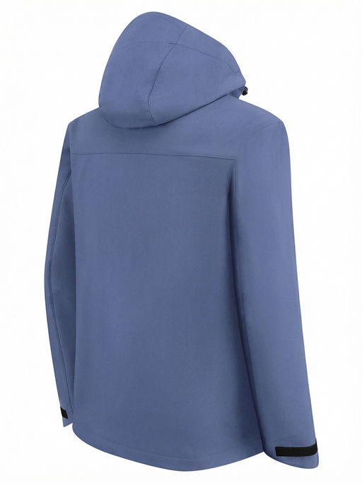 Ветровка мужская софтшелл виндстоппер с капюшоном спортивная синего цвета 9615_1S