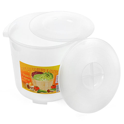 Бак для соления пластмассовый 13л, h25см, с крышкой д28см, с гнетом д25см (Россия) - Домашняя мода фото 2