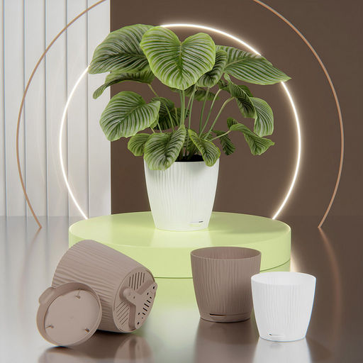 Горшок для цветов пластмассовый Флис 3л, д18,5см, h17см, с прикорневым поливом, какао (Россия) - Домашняя мода фото 5